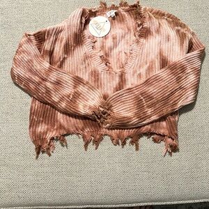 Le Lis Distressed Tye Dye Pink Sweater Top Medium Brand New w/ Tags